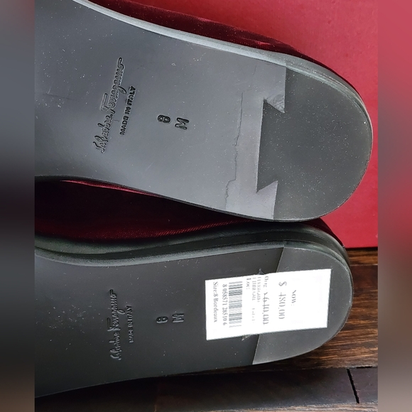 $685 New Salvatore Ferragamo Men Finnegan Red Velvet Tassel Loafers 8 - Picture 9 of 10